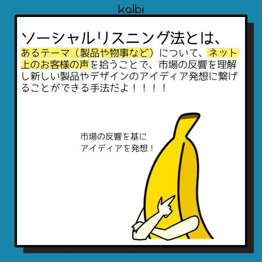 デザイン対象に対するインターネット上の口コミやSNS上の書き込みを調べることで、市場の求める機能・デザイン等のアイデアを発想する手法